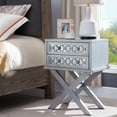 thumbnail image 3 of Leick Home 10082-SV Mirrored Diamond Filigree Two Drawer X Base Nightstand Side Table, Silver Leaf, 3 of 18