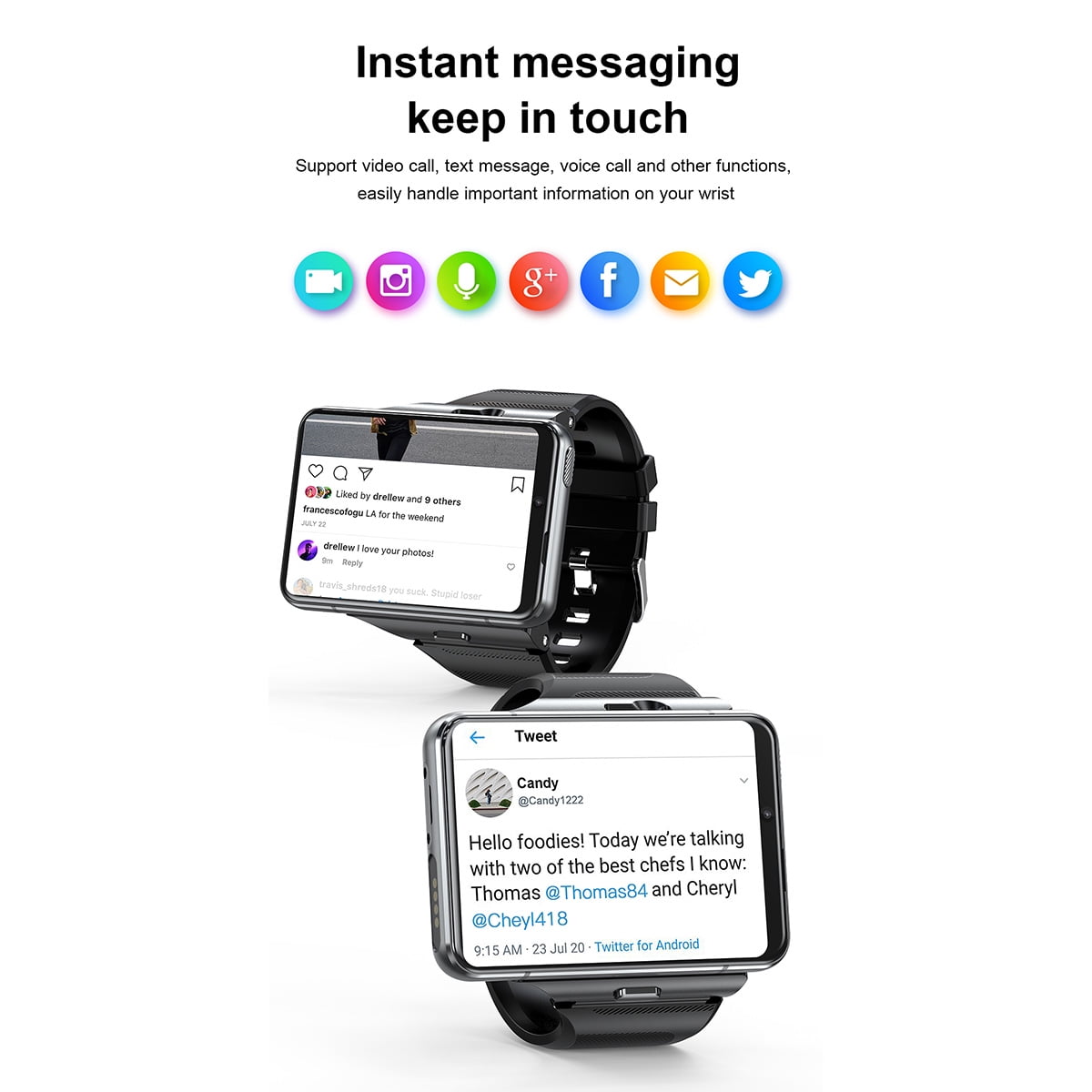 Rainbuvvy S999 4G Smart Watch 2.88 inch MTK6761 4GB+64GB Dual Camera 500W/1300W Built-in GPS WIFi 2300mAh Android 9.0 Big Screen Smart Watch