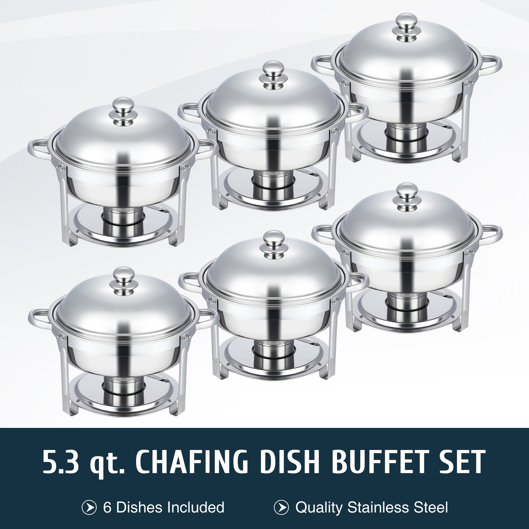 Wilprep 6 Pack Chafing Dish Buffet Set 5 qt Stainless Steel Chafers for BBQ Parties More picture