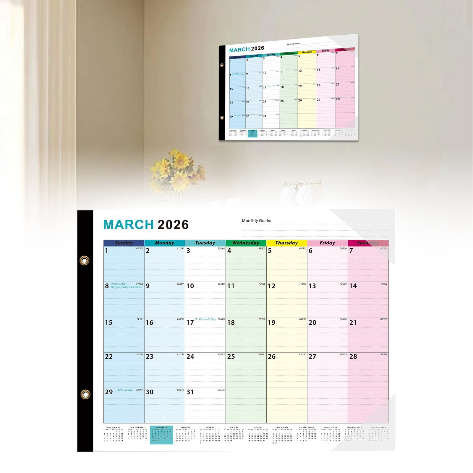 Desk Calendar 2026, Ongmies 2026-2027 Desk Calendar – Large 18-Month Monthly Calendar with Daily Dates, Thick Paper, Corner Protectors, Colorful Design, Wall Calendar 2026