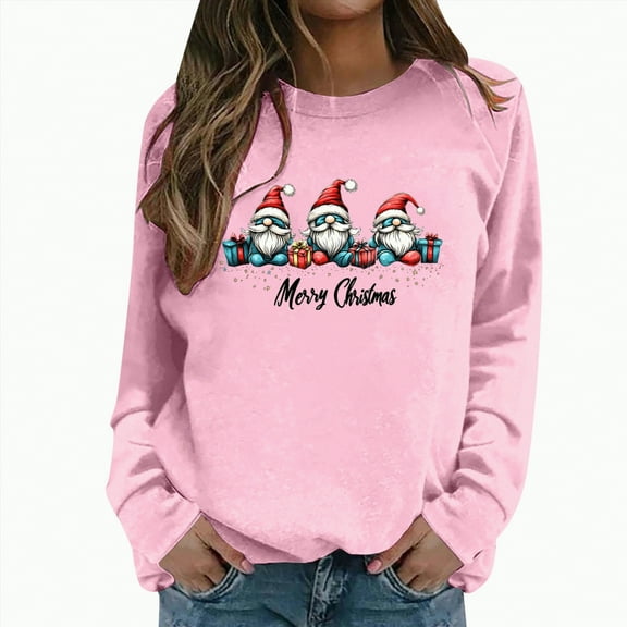 Towmus Sweatshirts for Women Christmas Holiday Pullovers Fun Graphiprint Crew Neck Long Sleeve Gifts Shirt Hoodies Tops