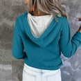 thumbnail image 4 of YUTK Womens 3/4 Sleeve Tops - Women's Solid Button Hat Rope Hooded Pocket Pullover Fashionable Sweatshirts Sky Blue Xl, 4 of 6