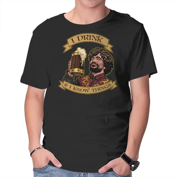 TeeFury Men’s Graphic T-shirt He Drinks - Beer | Tv Show | Black | Small
