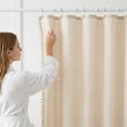 thumbnail image 5 of Unique Bargains Boho Plaid Blend Shower Curtain Sets with Hooks Beige 72"W x 72"L, 5 of 8