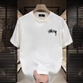 thumbnail image 2 of Las mismas camisetas de manga corta de algodón puro para hombres y mujeres CSTU de moda de verano para parejas graffiti mercury dice sueltas y casuales, 2 of 4