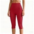 thumbnail image 3 of Diufon Capri Leggings for Women High Waisted Side Slit Stretch Cropped Pants Summer Casual Capris Yoga Pant, 3 of 8