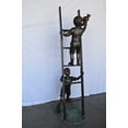 thumbnail image 3 of Nifao Two Kids Climb a Ladder Saving a Cat Bronze Statue – Garden Outdoor Decor Sculpture, 35"L x 24"W x 81"H, 3 of 11