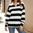 thumbnail image 5 of Mifsaly Womens Oversized Sweatshirts Striped Button Down Collared Pullover Tops Fall Winter Fashion Stylish Y2K Street Daily Going Out Lounge Outfits, 5 of 9