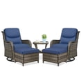 thumbnail image 4 of Opohoro 5-Piece Patio Conversation Set with Swivel Chairs, Ottomans and Side Table, Deep Seat Wicker Outdoor Seating for Porch, 4 of 10