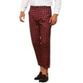 thumbnail image 4 of INSPIRE CHIC Plaid Dress Pants for Men's Slim Fit Houndstooth Cropped Pants 34 Red, 4 of 5