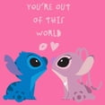 thumbnail image 2 of Girl's Lilo & Stitch You're Out of This World Couple Graphic Cropped T-Shirt, 2 of 3
