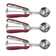 thumbnail image 1 of Ice Cream Scoop Stainless Steel Cookie Dough Spoon Fruit Potato Digging Ball Scooper  Wine Red  3Pcs, 1 of 10