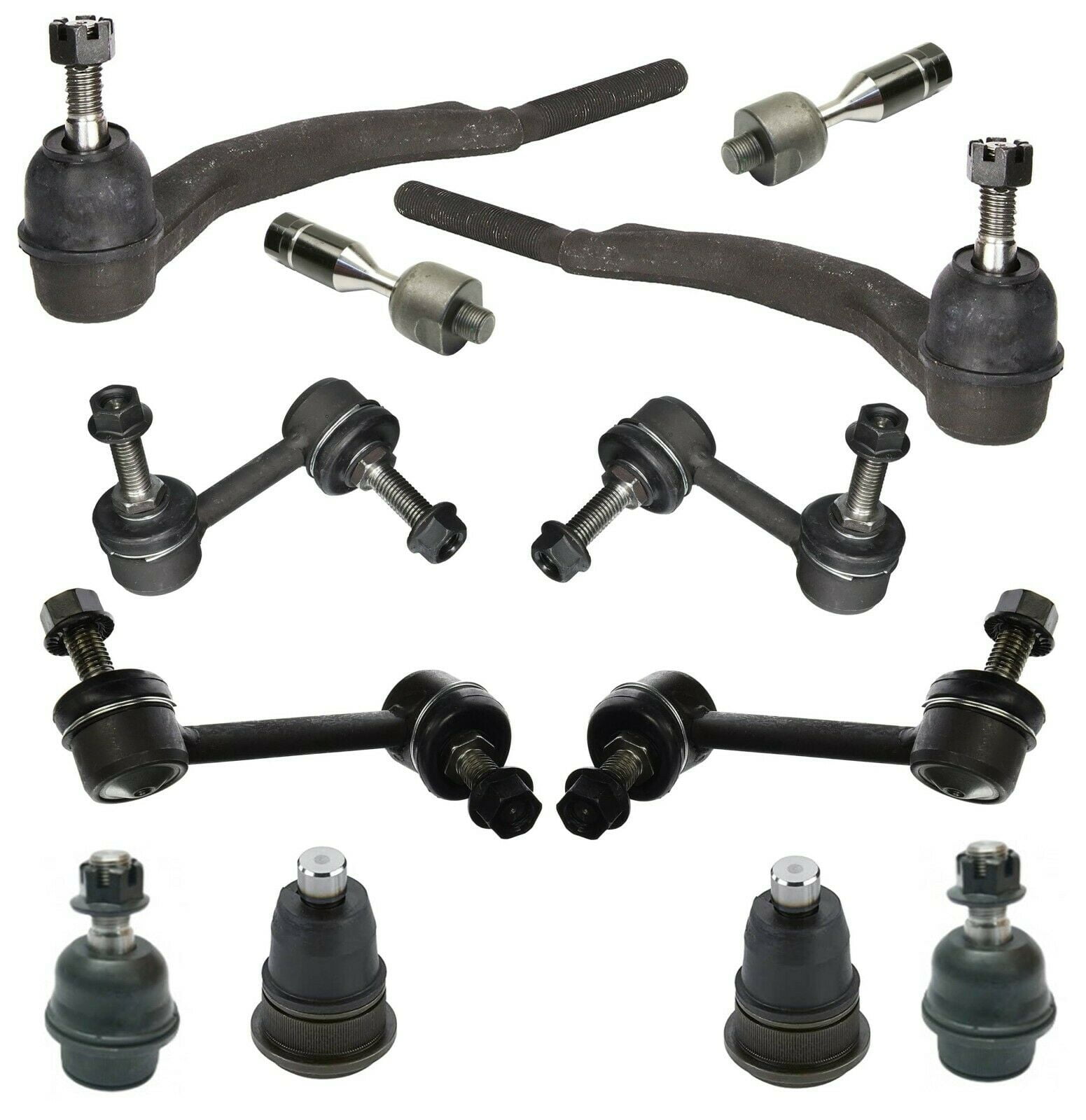12 Pc Front & Rear Suspension Kit Sway Bar Links, Upper Lower Ball
