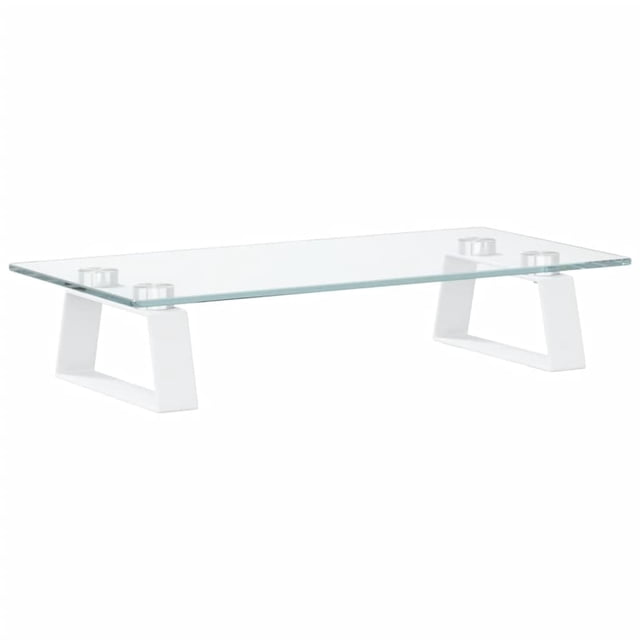 Soporte para monitor VidaXL blanco con almacenamiento de vidrio templado y metal