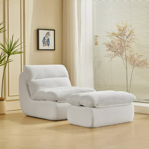 Modern Minimalist Corduroy Lounge Chair 31.89" for Living Room or Bedroom