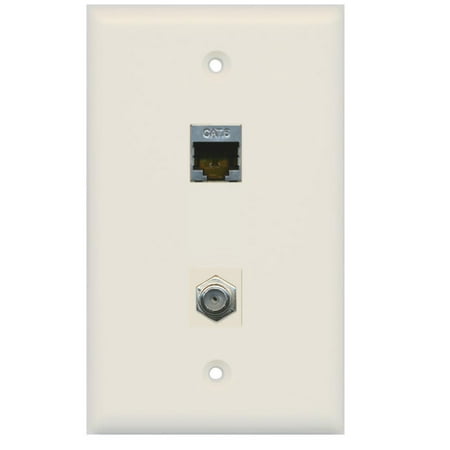 - RiteAV 1 Gang Wall Plate (Light Almond) 2 Port - Cat6 (Shielded) Coax (Light Almond)