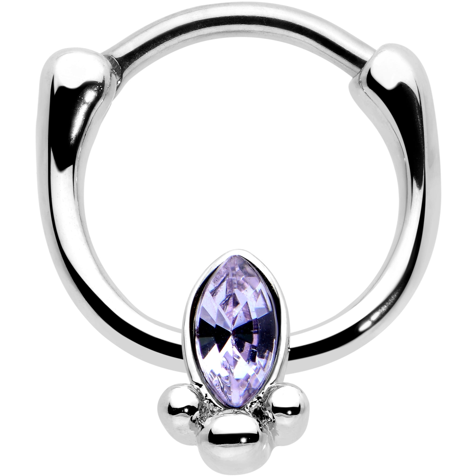 Body Candy 16G 316L Stainless Steel Septum Jewelry Purple Deco Oval