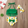 thumbnail image 3 of Diconna Ensemble Bikini 3 Pcs pour Filles, Hauts à Franges + Bas Ananas + Bandeau, 3 of 7