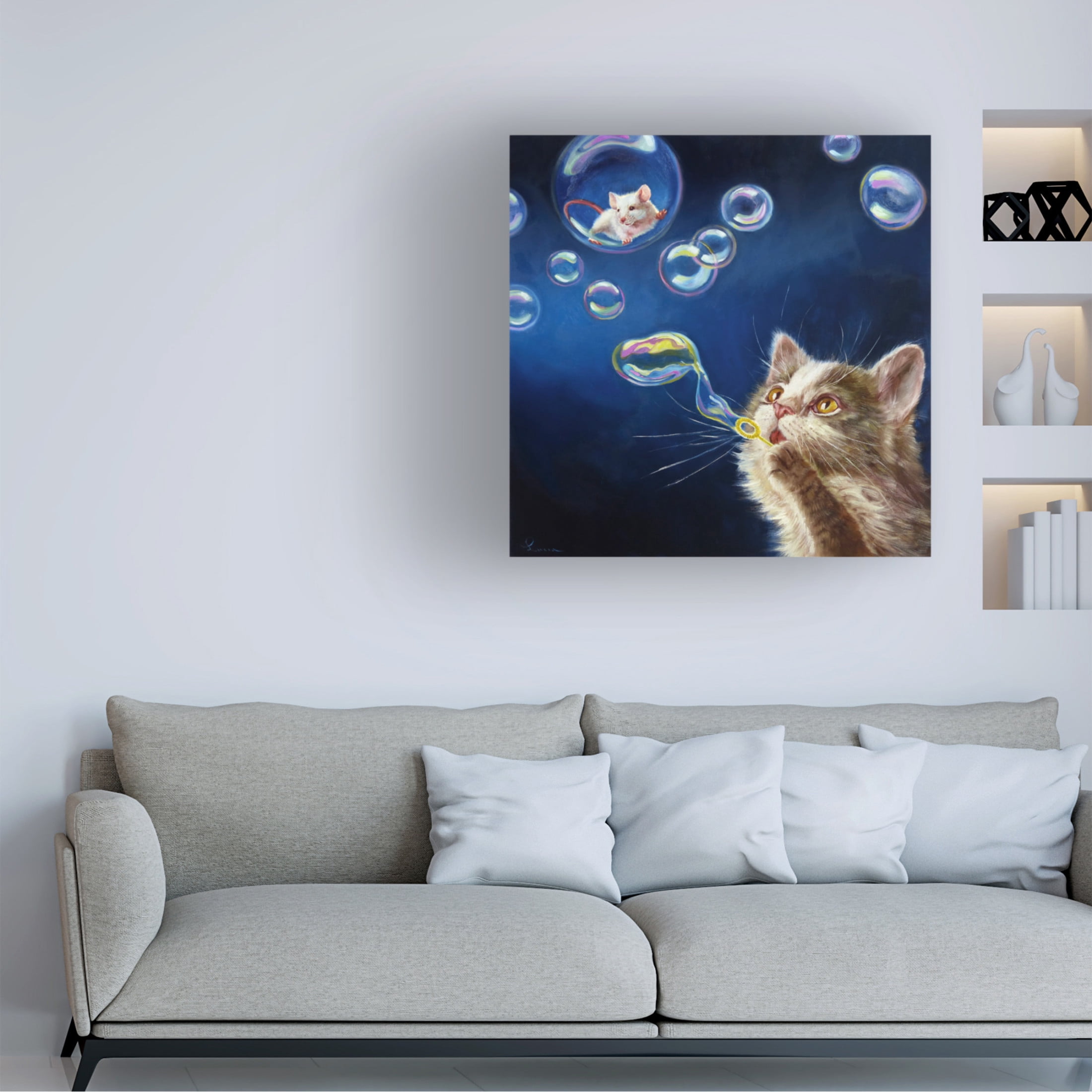 Canvas Wall Art - Lucia Heffernan 'Blowing Bubbles' Wall Art for Living Room, Bedroom, or Office Décor by Trademark Fine Art - 14 x 14 Inches