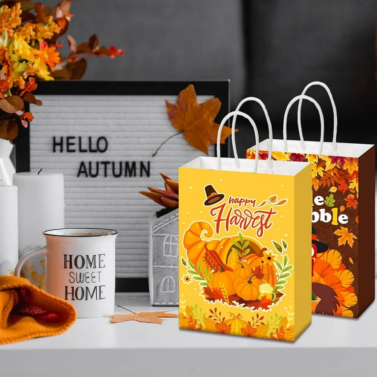 120 Pcs Thanksgiving Gift Bags – Fall Party Favor Bags With Handles, Sunflower & Pumpkin Designs 2 thumbnail image