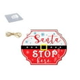 thumbnail image 1 of Christmas Hanging Door Sign Santa Stop Here Ornament Front Door Wooden Sign, 1 of 3