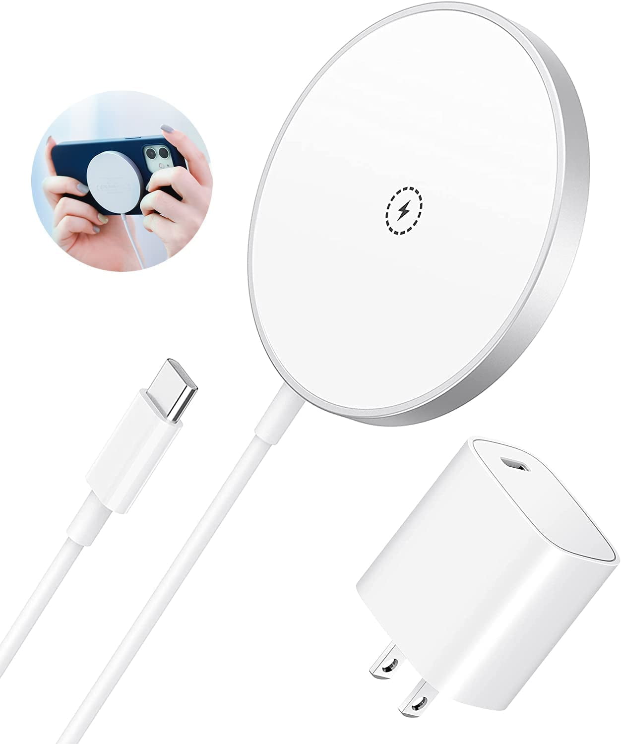 CHOETECH Magnetic Wireless Charger Pad with 20W USB C Charger for Mag-Safe iPhone 14/14 Pro/14 Pro Max/14 Mini/13/13 Pro/13 Pro Max/13 Mini/12 Pro Max and AirPods Pro