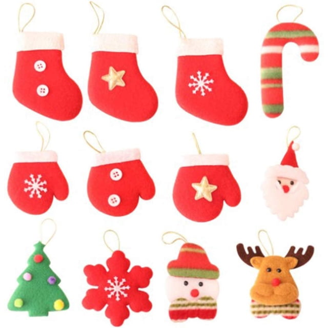 12 piezas de adornos navideños colgantes, kit de decoración de adornos para árboles de Navidad, mini adornos para árboles de Navidad, colgantes de regalo para decoraciones de bricolaje