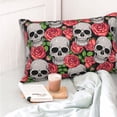 thumbnail image 4 of Pofeuu Skull and Roses Print Polyester Microfiber Plush Pillowcases, Super Soft and Cozy Pillow Case Covers with Envelop Closure（Pillow core not included）-20"x30", 4 of 6