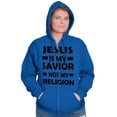 thumbnail image 3 of Jesus Is My Savior Not My Religion Unisex Fleece Graphic Zip Up Hoodie Brisco Brands 4X, 3 of 5