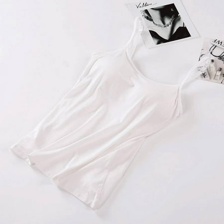 

Clearance!Woman Camisole Crop Top V Neck Tank Tops Sleeveless Tops Ladies Padded Straps Camis Soft Shirt Top