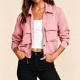 thumbnail image 2 of FRSASU Women's Military Safari Cropped Jackets Button Down Lightweight Oversized Utility Anorak Coat with Pockets Pink, 2 of 9