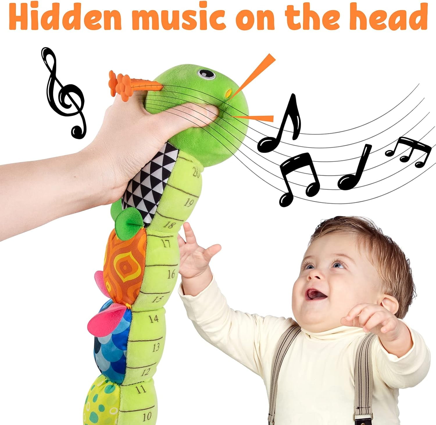 BTEPSGA Baby Toys Musical Caterpillar,Infant Toys Stuffed Animal Toys with Ruler Design and Ring Bell,Baby Teething Toys for Tummy Time Newborn Boys Girls 0 3 6 12 Months