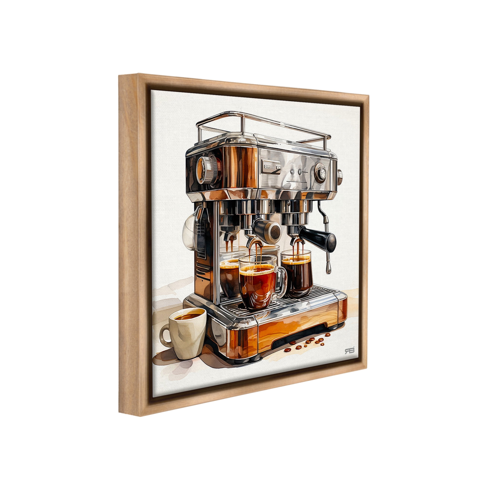 Stupell Industries Sleek Espresso Machine Food & Beverage Painting Brown Floater Framed Canvas Art Print Wall Art, 25 x 25