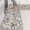 thumbnail image 2 of Kitchen Rugs Sets Of 2,Brown Classic Floral and Scroll Pattern Anti Fatigue Kitchen Mat Rugs Non Slip Washable,Decorative Kitchen Floor Mats for Kitchen,Sink,Laundry,17"X47", 2 of 5