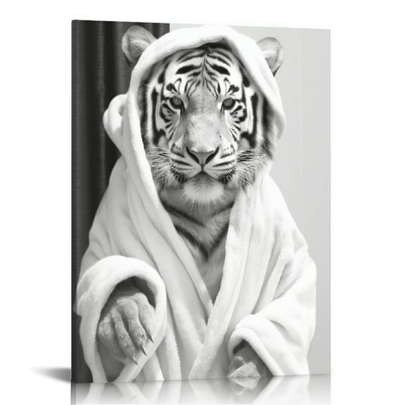 ONETECH Black White Animal Portrait Wall Art Canvas Print Tiger Picture Wall Decor 16x20\