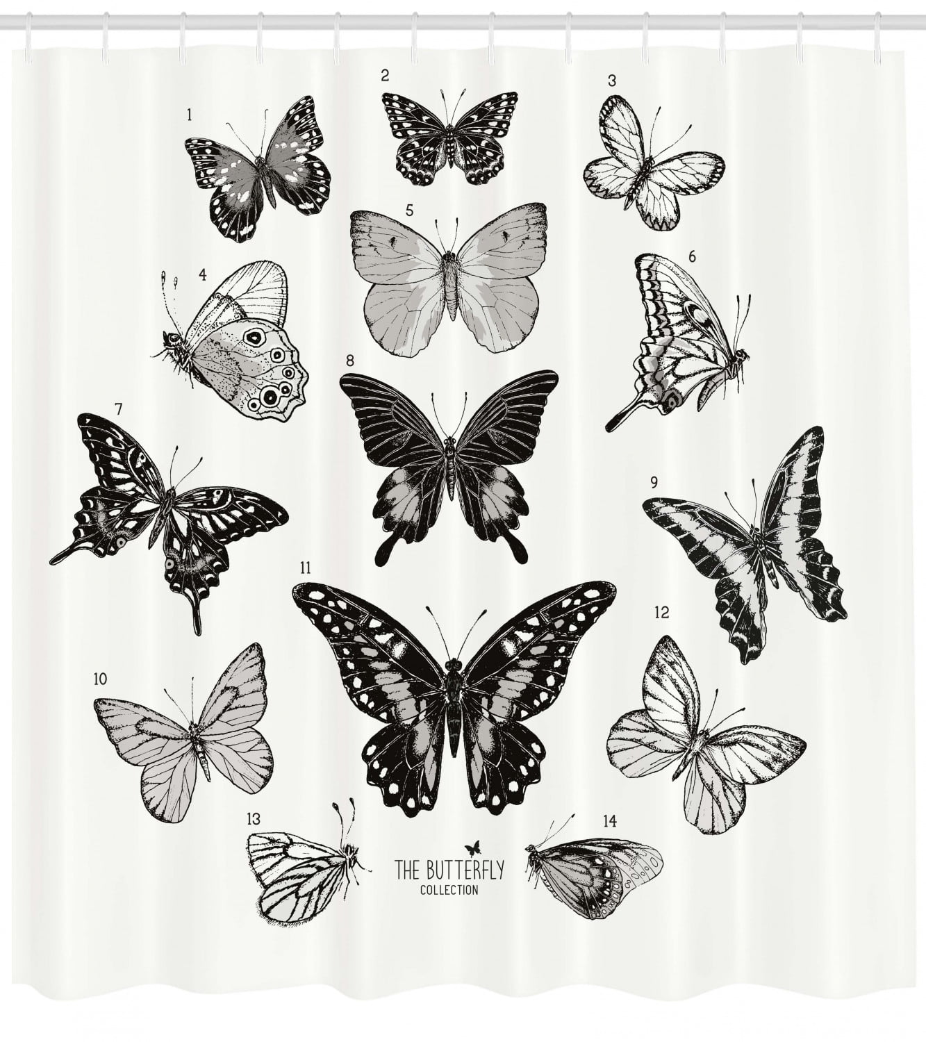 Butterfly Shower Curtain Large Collection Of Hand Drawn