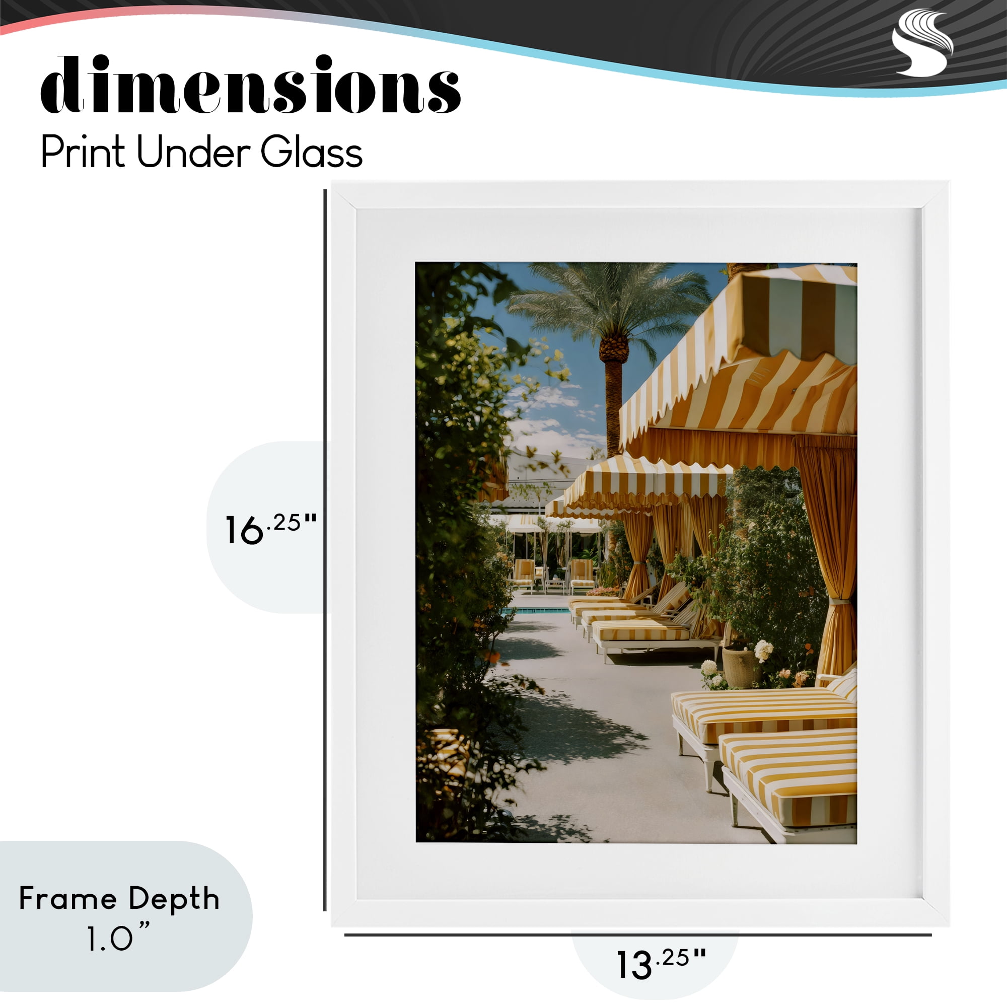 Stupell Industries Vintage Cabanas at Poolside White Framed Print Under Glass, design by Franklyn Gregory