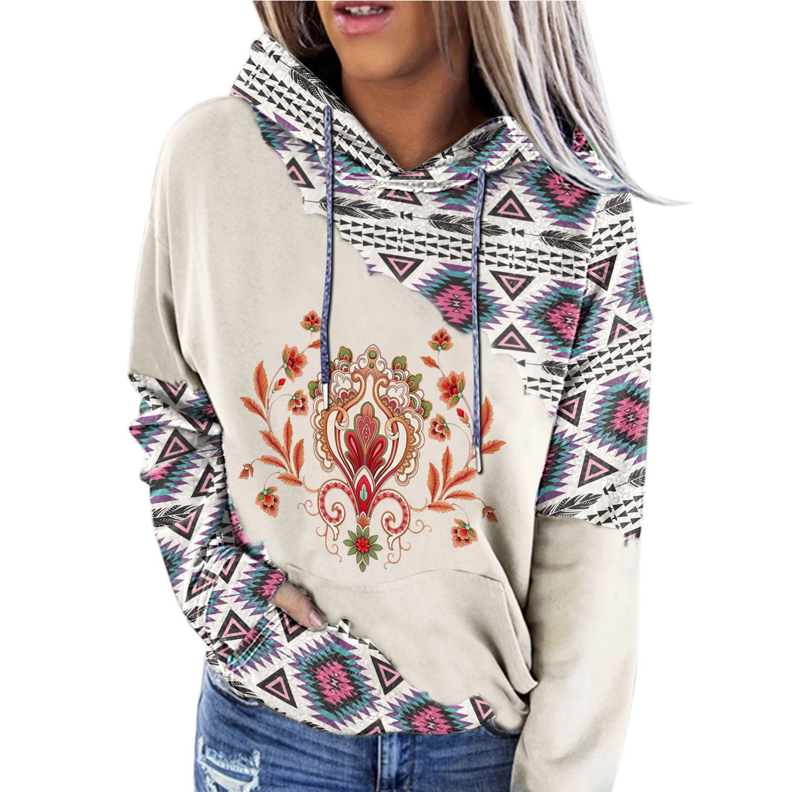 haak Doodskaak Bakkerij Pullover Hoodies For Women Women's Western Ethnic Print Sweatshirt Hoodie  Vintage Casual Aztec Print Long Sleeve Shirt Pullover Fall Sweatshirts -  Walmart.com