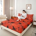 thumbnail image 3 of Erosebridal Cute Cat Kitten Bed Sheets,Vintage Flower Lavender Floral King Sheets For Adults 4pcs, 3 of 6