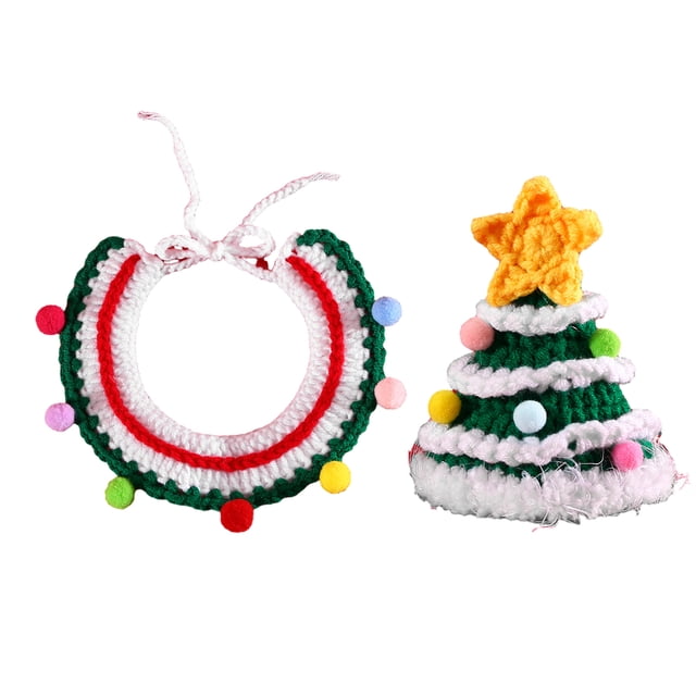 Conjunto de 2 baberos con correa y gorro de Papá Noel verde para perro, conjunto de disfraz navideño para mascota, conjunto de gorro de Papá Noel para mascota, babero, pajarita y medias.