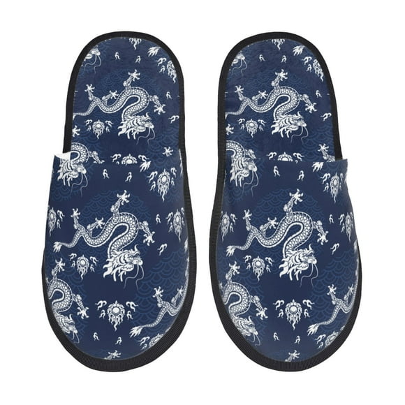 Fotbe Dragon Pantuflas Peludas para Mujer con Estampado, Zapatillas de Peluche, Zapatos de Invierno para Casa, Uso Interior y Exterior-Medium