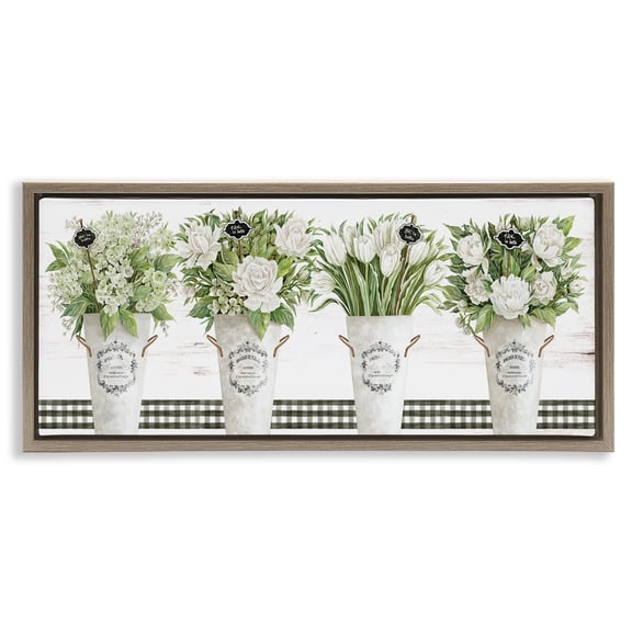 Stupell Industries Shabby Chic Marche aux Fleurs Brown Floating Frame Canvas Art, 25 x 11, by Cindy Jacobs