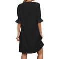 thumbnail image 5 of STARVNC Women V Neck Ruffle Half Sleeve Pleated Midi Dress, 5 of 7