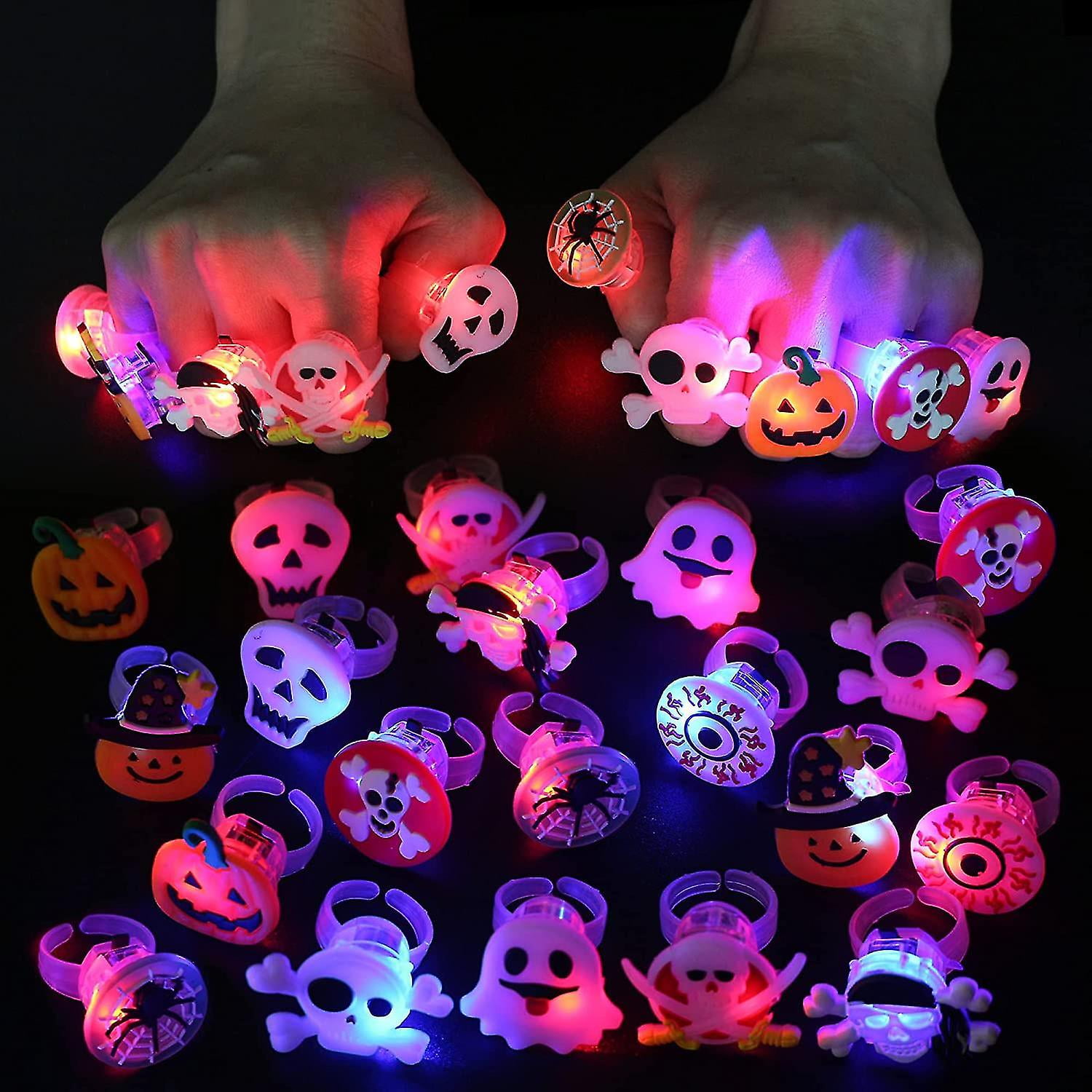 Anillo de luz intermitente LED para Halloween, anillos de dedo brillant con calabaza fantasma y araña de terror para niños, suministros de Cosplay para fitas, regalo de fita - AliExprs 36 Anillo de luz intermitente LED para Halloween, anillos de dedo brillant con calabaza fantasma y araña de terror para niños, suministros de Cosplay para fitas, regalo de fita - AliExprs 36