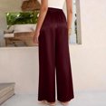 thumbnail image 5 of Gaukiv Womens Satin Drawstring Pants Silky Wide Leg Lounge Trousers Wine L, 5 of 5