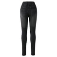 thumbnail image 4 of CPNG Girls Skinny Ripped Jeans Elastic High Waisted Stretch Slim Fit Distressed Jeans Skinny Denim Pants(Black,12-13 Years), 4 of 9