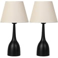 thumbnail image 2 of Black Modern Table Lamps with Metal Base and Linen Shade, 2 of 3