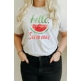 thumbnail image 2 of Hello Summer Watercolor Watermelon Graphic Tee T-Shirt, 2 of 4