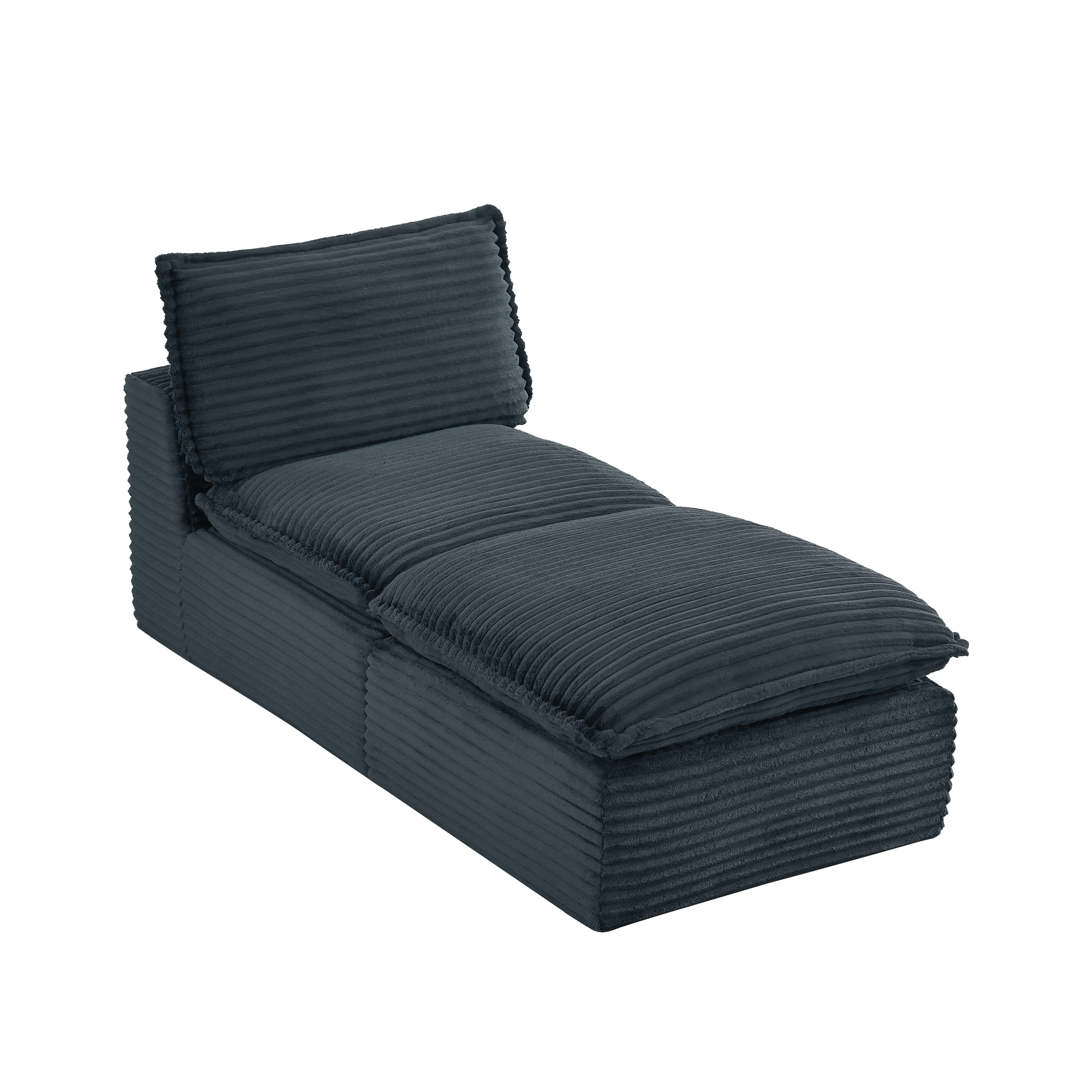 MAYEERTY Corduroy Boneless Loveseat, Soft Convertible Chaise Lounge for Living Room, Dark Gray