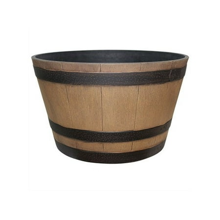 southern patio whiskey barrel 15.5” walnut #1596828